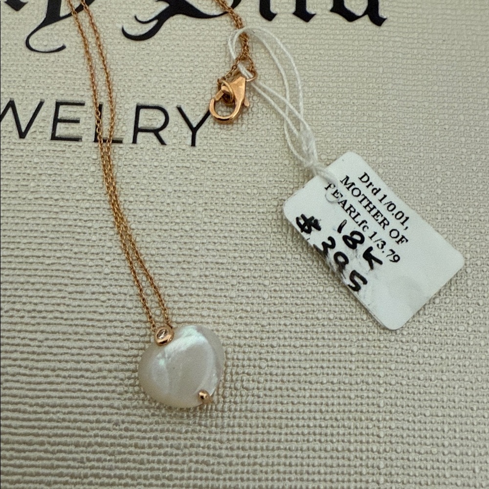18k Rose Gold Mother Of Pearl & Diamond Necklace